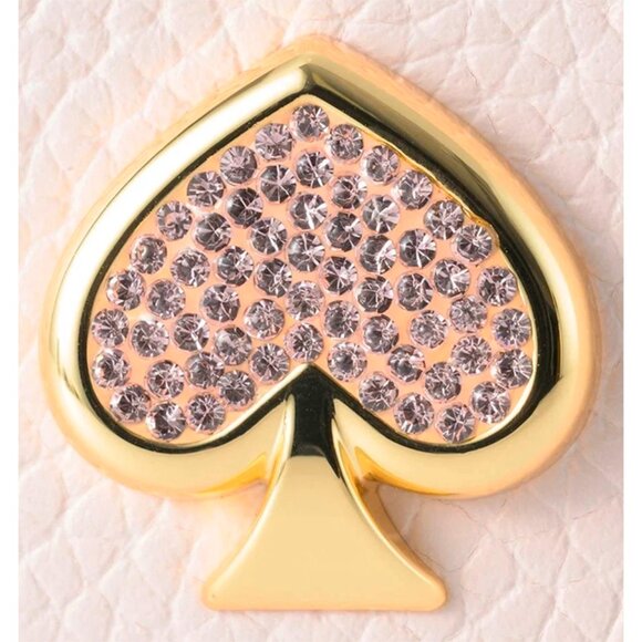 S Kate Spade Kayla Embellished Spade L-Zip Wallet KK113 Light Pink Leather NWT - Picture 12 of 13